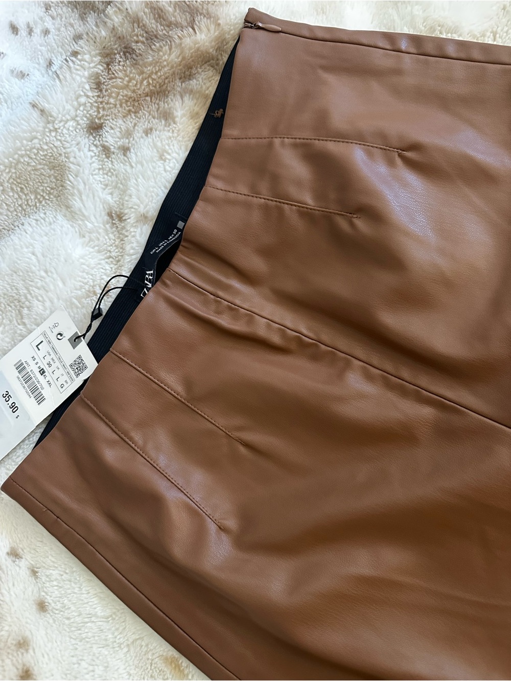 Zara Chestnut Brown Faux Leather Tapered Pants - Picture 5 of 10